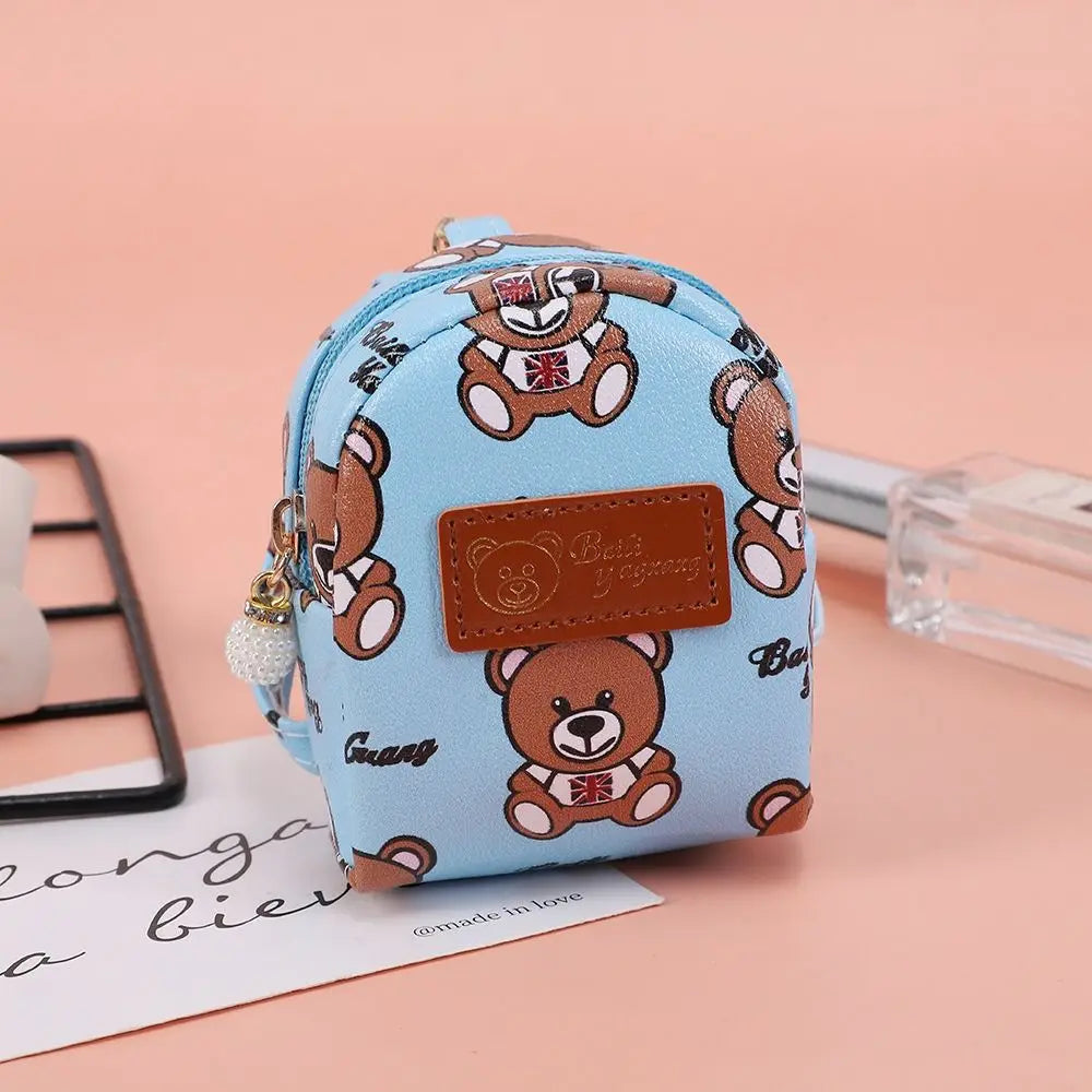 Mini Cute Bear Small Bag PU Leather Coin Purses Wallets Fashion Women Girls Coin Card Holder Pendant Decoration Keychain