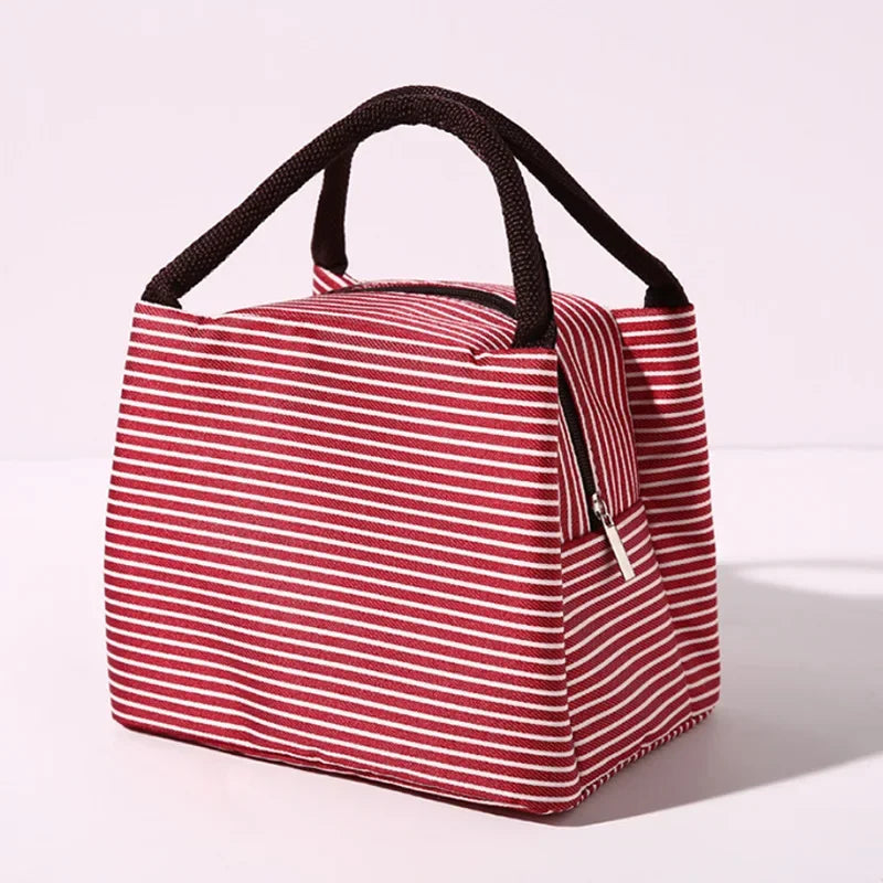 Hot Sale Stripe Women's Kids Lunch Bag Waterproof Insulated Picnic Food Storage Container Thermal Handbag Cooler Bag