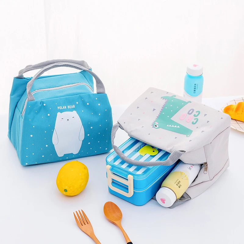 Cute Cartoon Lunch Box Girls for School Child Portable Waterproof Lunch Bags Women Aluminum Foil Thermal Picnic Food Cooler Bag