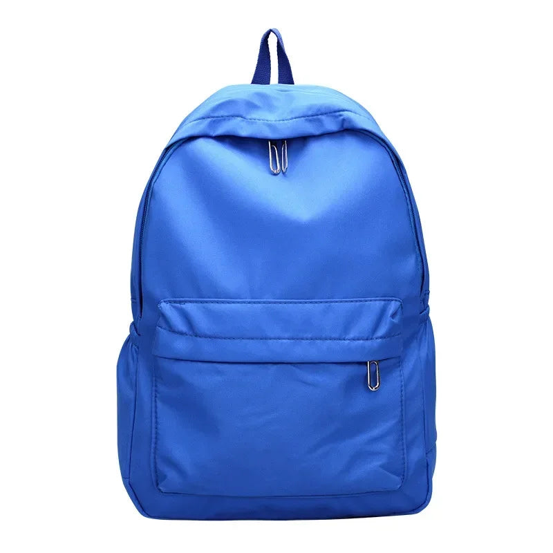 Waterproof Nylon School Backpack for Teenage Girls - Travel Bag, Solid Color Bookbag