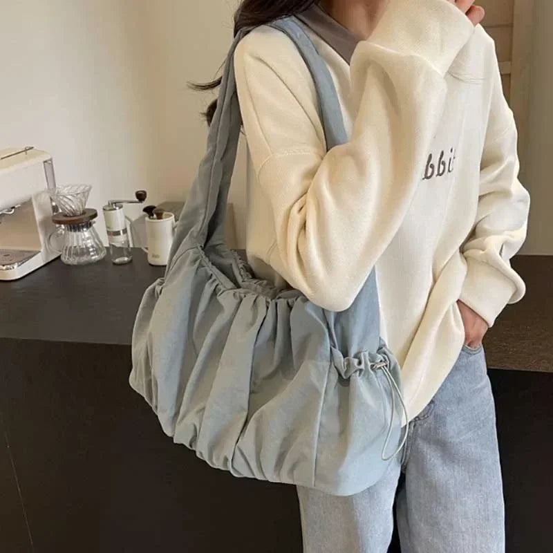 Nylon Cloth Bag Women Tote Bag Large Capacity Summer 2025 New All-Match Ins One-Shoulder College Student Class Bag Lady Handbag