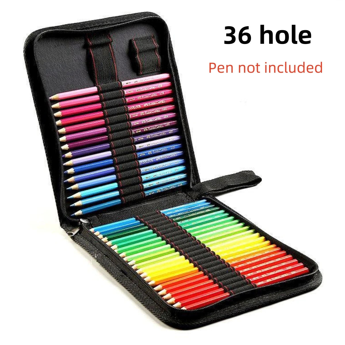 36/48/72 hole pen curtain black folding pencil case Color pencil pen insert Professional painting pencil bag student stationery