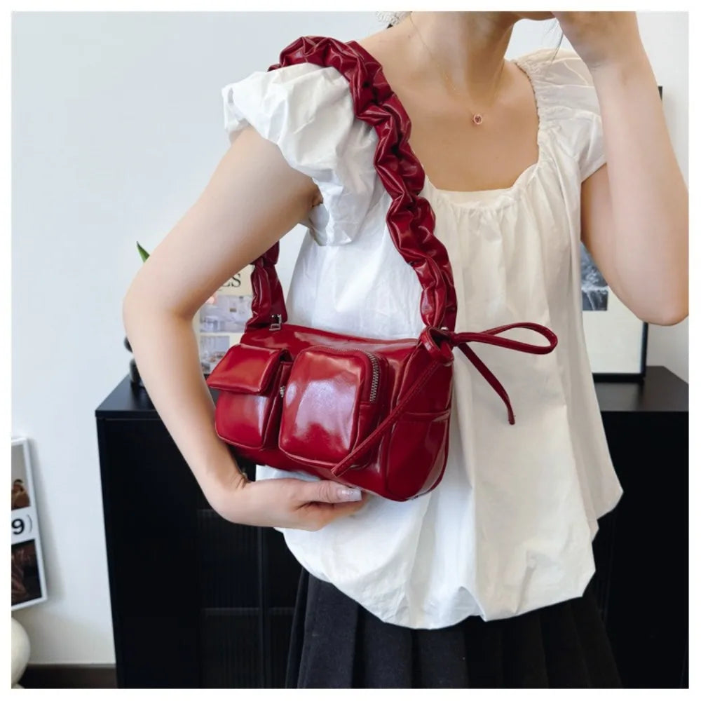 PU Leather Multi-Pocket Shoulder Bag for Women