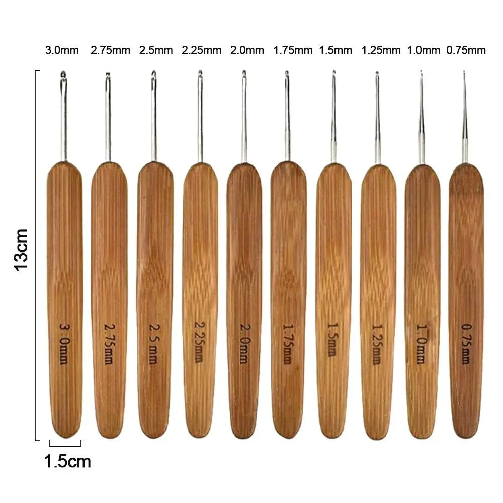 Bamboo Wooden Crochet Hooks Long Knitting Crochet Bamboo Handle Crochet Blanket Shawl Crocheting Hooks Yarn Weave Tools