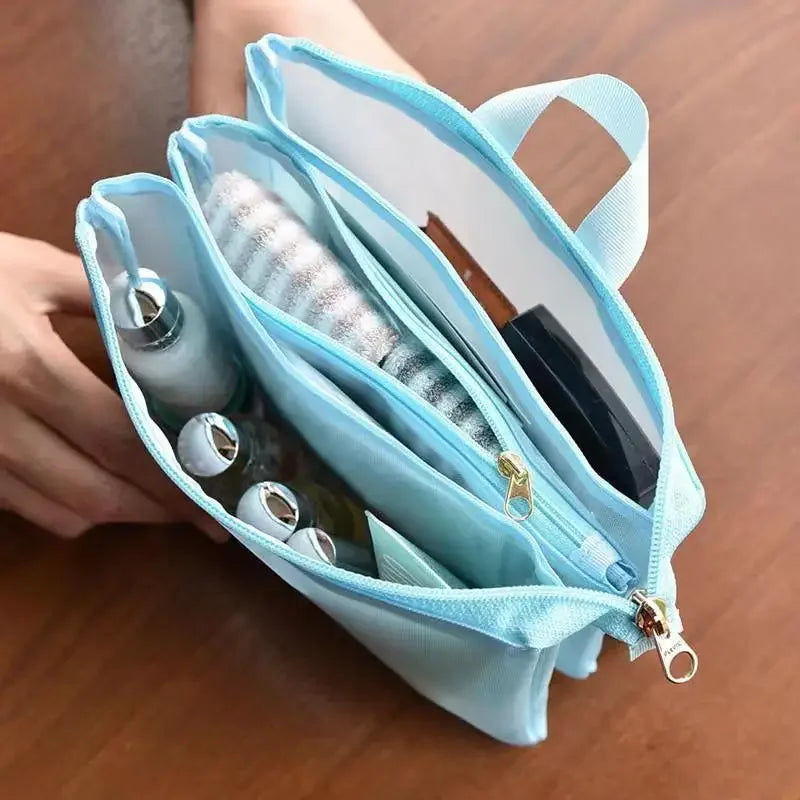 Large Capacity Cosmetic Bag 3-Layer Travel Makeup Organizer