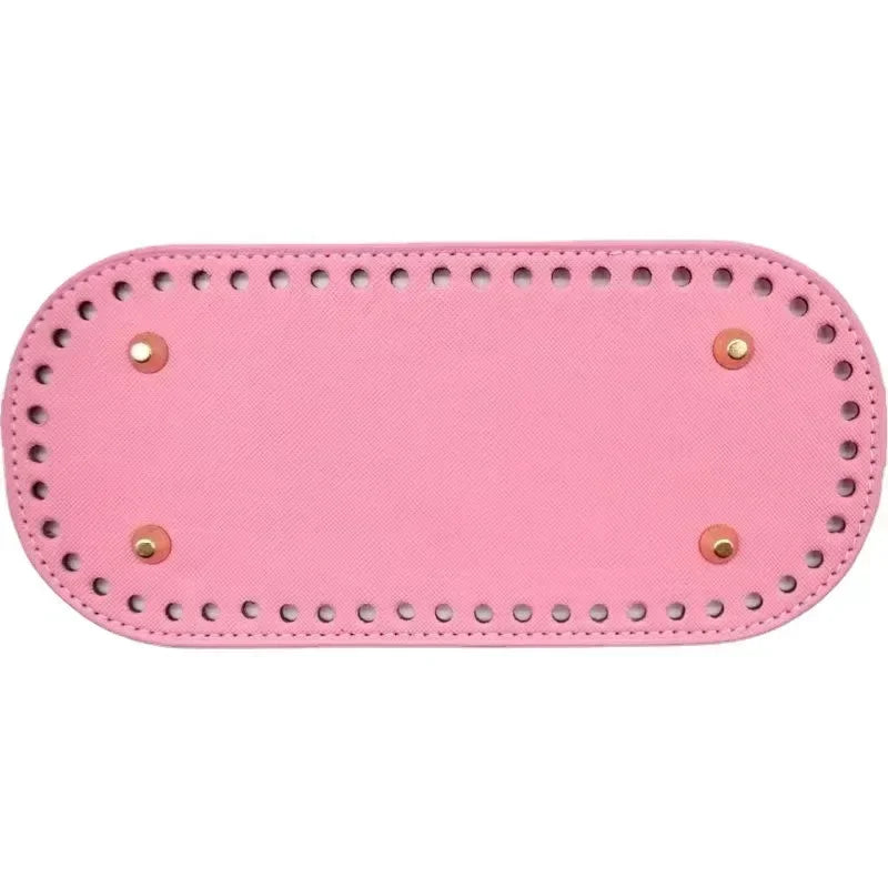 5x18cm/12x25cm PU Bag Bottom with 4 Rivets Oval Bag Bottom Wear-resistant Strong Durable Bag Bottom for Crochet Knitting Handbag