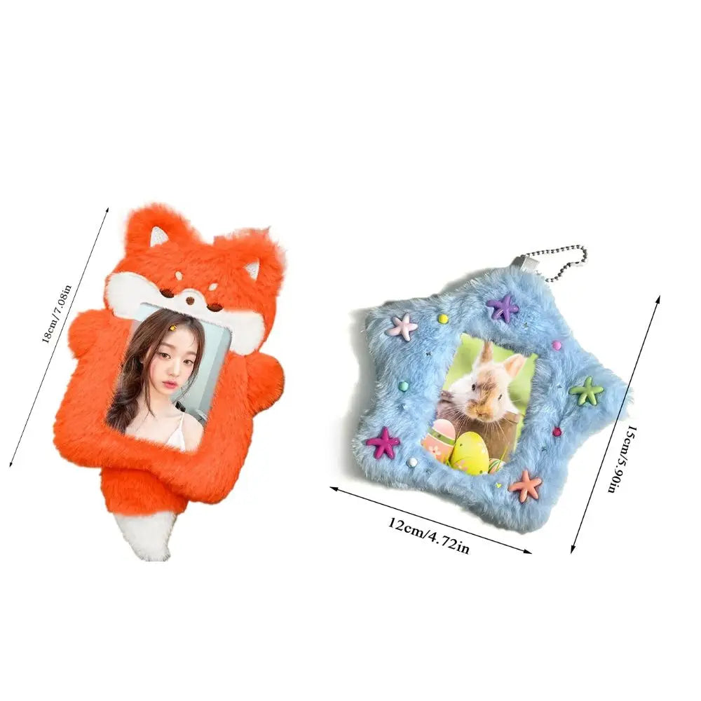 Cute Plush Photocard Case Cartoon Bag Keychain Star Shape Photo Card Holder Idol Photos Protective Cover Student Card Holder