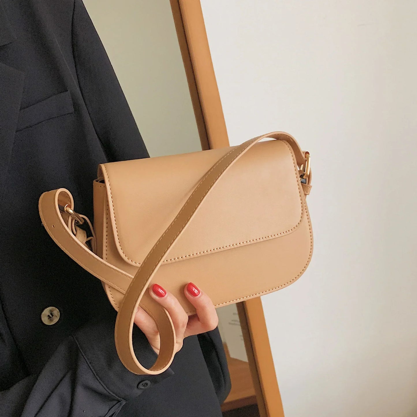 Advanced Texture Small Saddle Bag Women’s Fashion Messenger Underarm Sling Bag