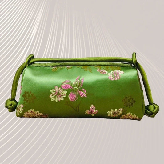 Luxury Silk Embroidered Handbag Tote Clutch Purse