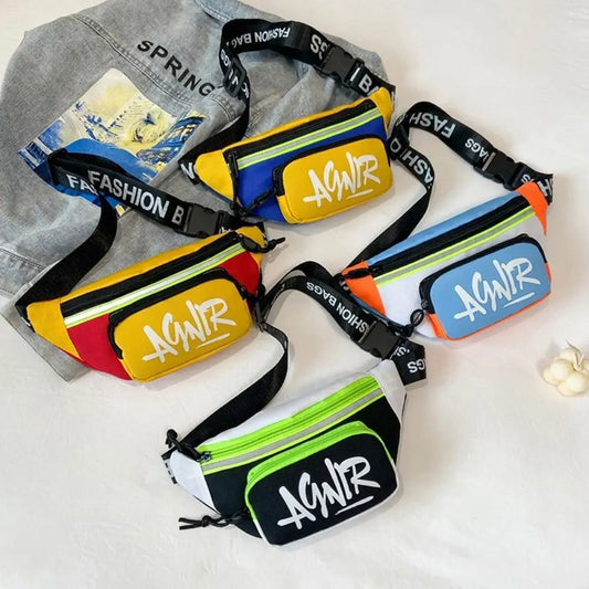 Kids Mini Waist Bag Oxford Fanny Pack Crossbody Belt Bag