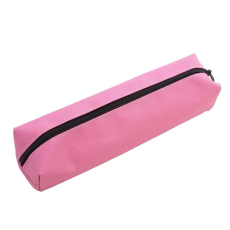 Small Solid Color Simple Zipper Kawai Pencil Case Mini Pen Bags for School Office Suppliers