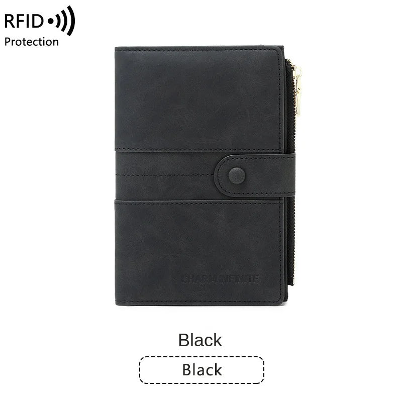 Anti-theft Passport Wallet RFID Passport Holder Zipper Buckle Travel Wallet Document Holder Multifunctional Travel Passport Bag