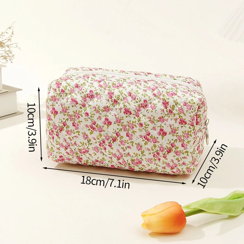 Grid Bow Cosmetic Bag Ins Makeup Storage Bag Large Capacity Handbag Storage Tool Portable Women Zipper Cosmetic Organizer 가방