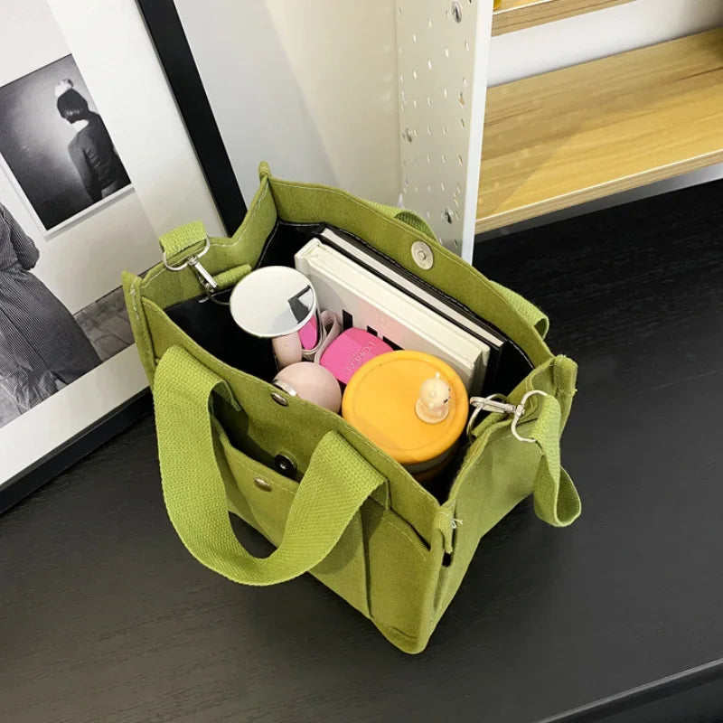 Women Crossbody Bags Canvas Solid Color Casual Tote Bag Messenger Bag Shoulder Bag Brand Designer Simplicity Girl's Handbags