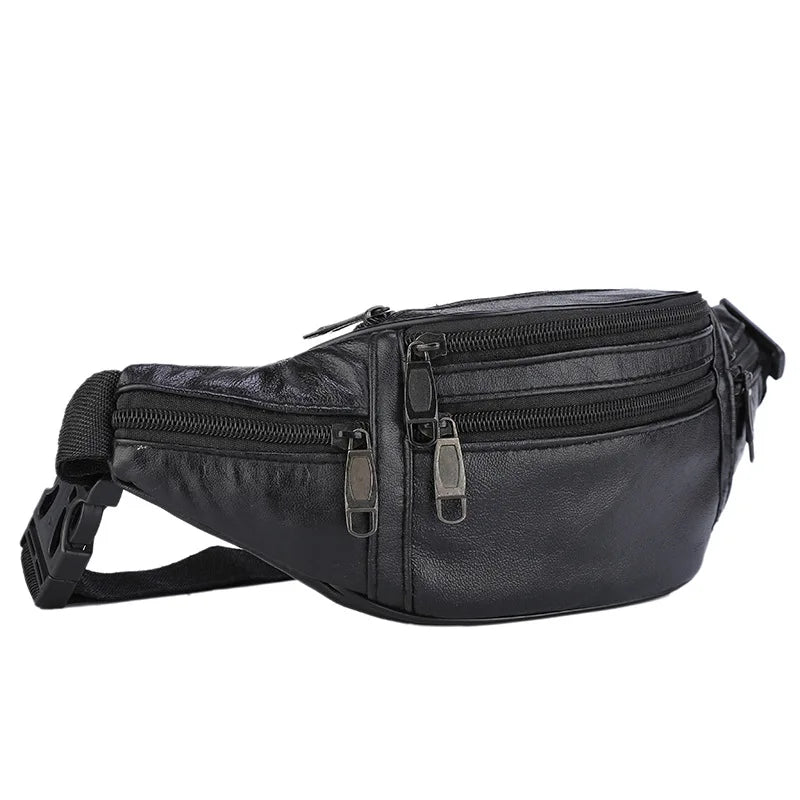 Leather Men's Tactical Waist Bag Crossbody Fanny Pack