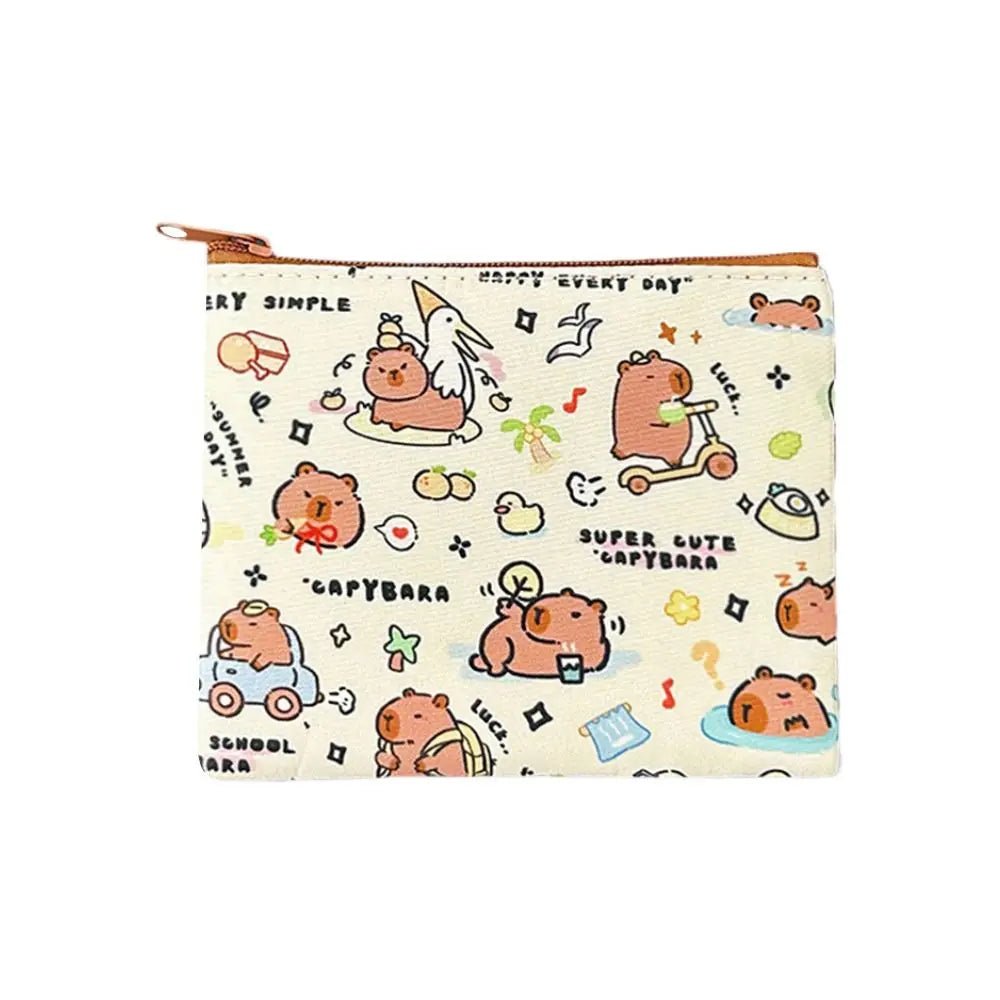 New Cute Cartoon Pattern Capybara Coin Purse Mini Portable Storage Bag Waterproof Wallet Portable Key Money Bag