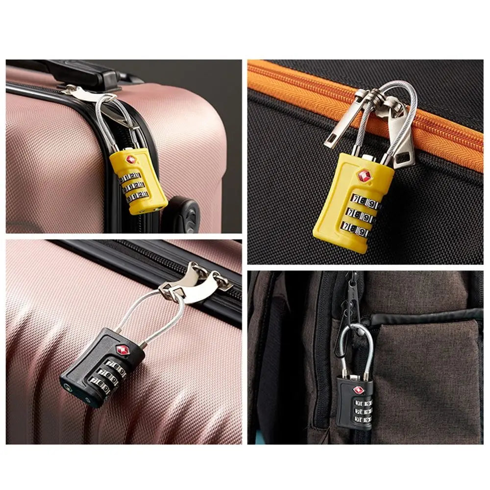 Portable Travel Cabinet Locker Luggage Password Lock 3 Digit Combination Lock Contrast Color Padlock TSA Customs Code Lock