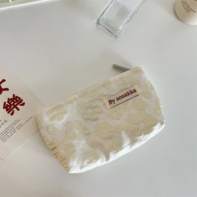 New Korean Women Floral Makeup Bags Cosmetic Bag Organizer Pouch Travel Make Up Toiletry Bag Canvas Beauty Case Pencil Case