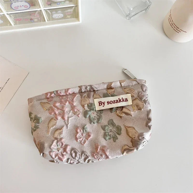 New Korean Women Floral Makeup Bags Cosmetic Bag Organizer Pouch Travel Make Up Toiletry Bag Canvas Beauty Case Pencil Case