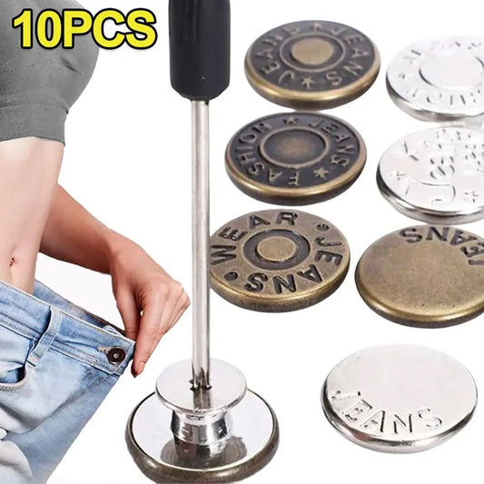 10Pcs Jeans Button Extenders 17mm with Screwdriver