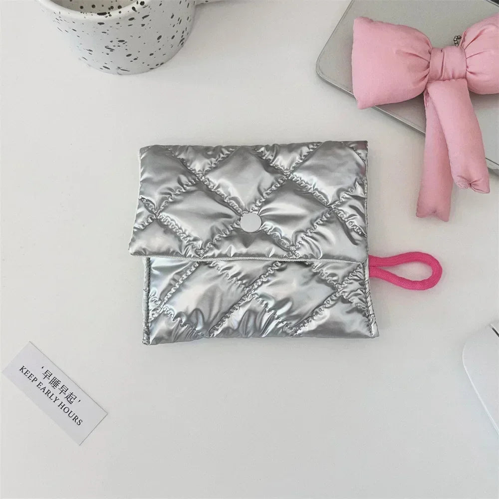 Waterproof Silver Love Bow Pattern Cute Coin Purse Small Clutch Coin Wallet Lady Girls Earphone Coin Key Money Storage Bag Pouch