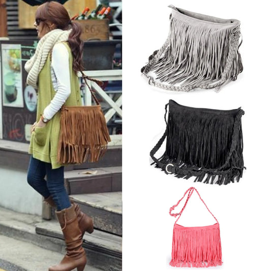 Women's Velvet Tassel Crossbody Bag - Fashion Shoulder Handbag