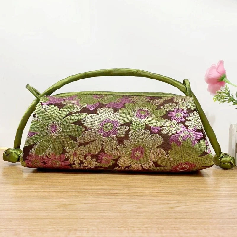 Luxury Silk Embroidered Handbag Clutch Totes