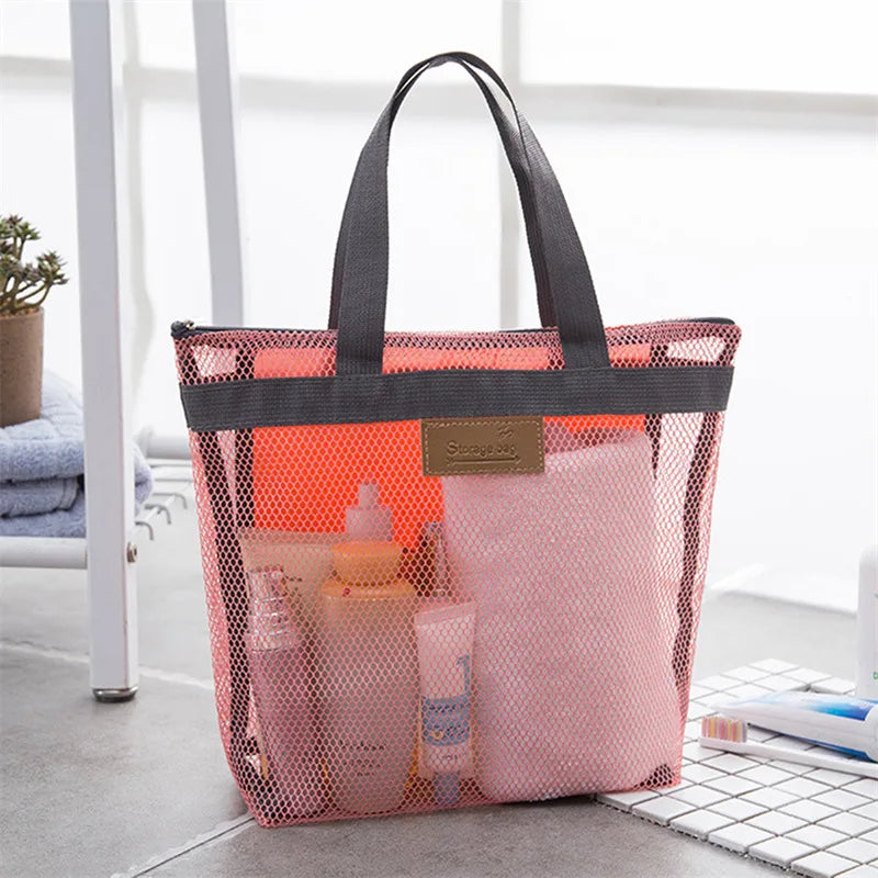 Mesh Makeup Toiletry Storage Bags Handbags Portable Travel Washing Body Shower Tools Organizer Hanging Cosmetic Organizer Pouch