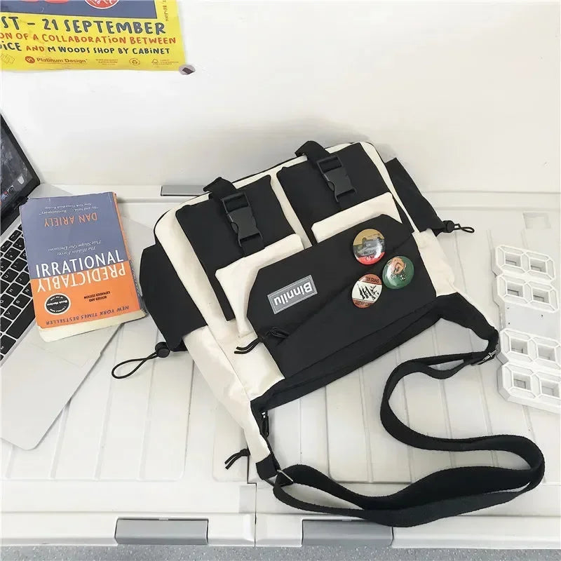 Harajuku Nylon Crossbody Bag Women Messenger School Book Canvas Handbag