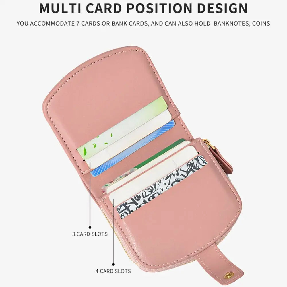 New PU Leather Coin Purse Large Capacity Floral Women Wallets Lightweight Waterproof Money Bag Portable Coin Storage Bag