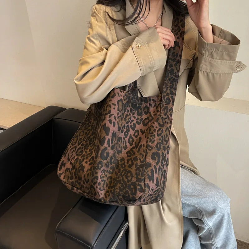 Leopard Tote Bag Large Capacity Crossbody Handbag Shopper Shoulder Bag