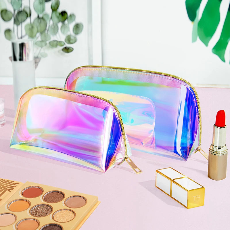 1pcs Korean Laser TPU Cute Makeup Bag Travel Cosmetic Organizer Transparent Waterproof Wash Bag Change Lipstick Storage Bag