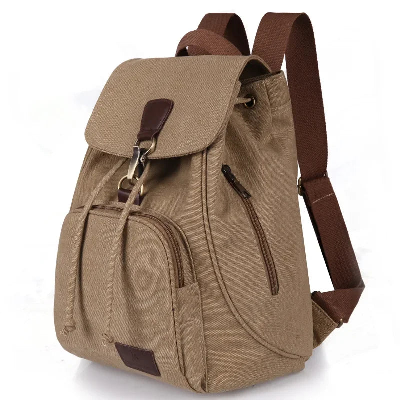 Women's Vintage Canvas Backpack - Cotton Travel & Laptop Bag