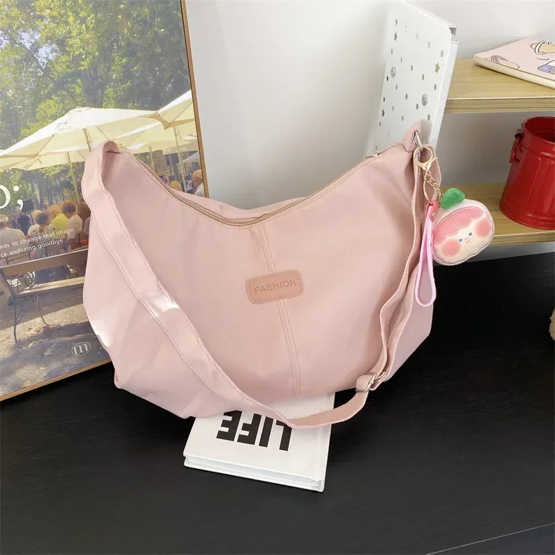 Casual Nylon Womens Shoulder Bag Korean Fashion Simple College Style Crossbody Bag Large Capacity Designer Ladies Handbag Purse