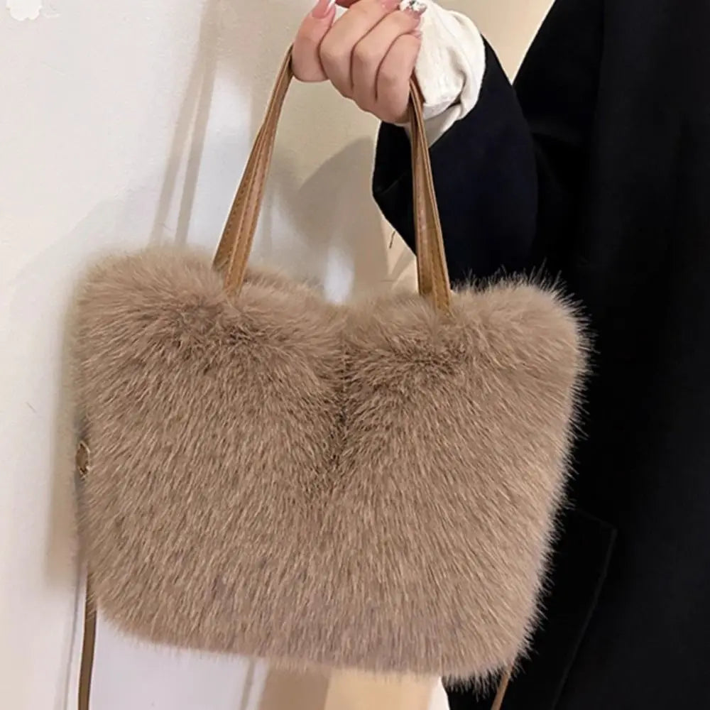 Luxury Faux Fur Shoulder Bag - Soft Plush Crossbody Handbag