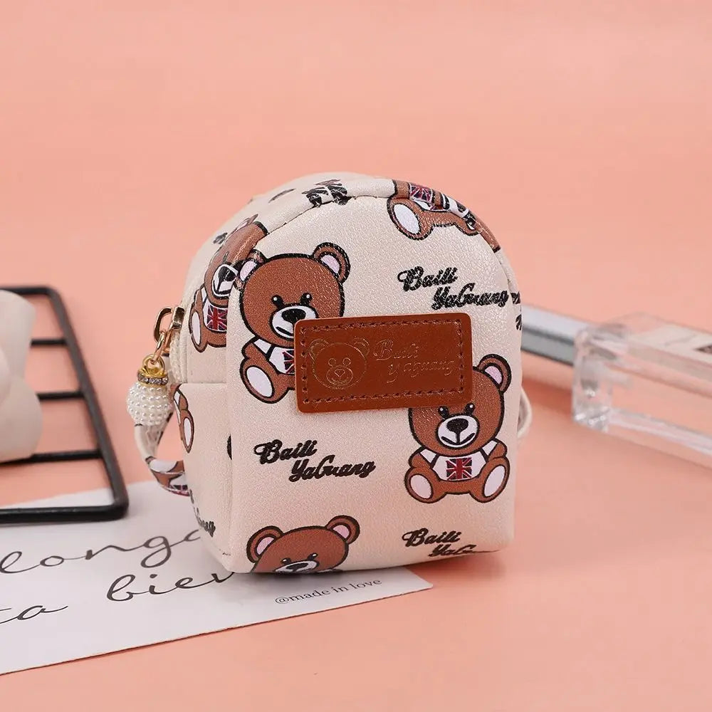 Mini Cute Bear Small Bag PU Leather Coin Purses Wallets Fashion Women Girls Coin Card Holder Pendant Decoration Keychain