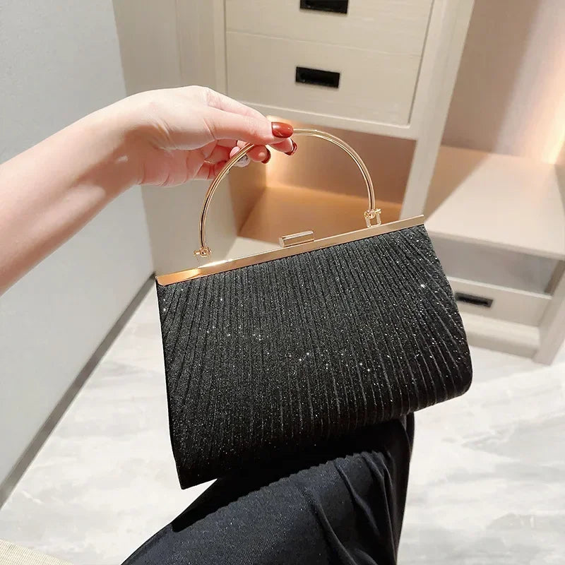 Luxury Apricot Sequin Evening Clutch Shoulder Bag