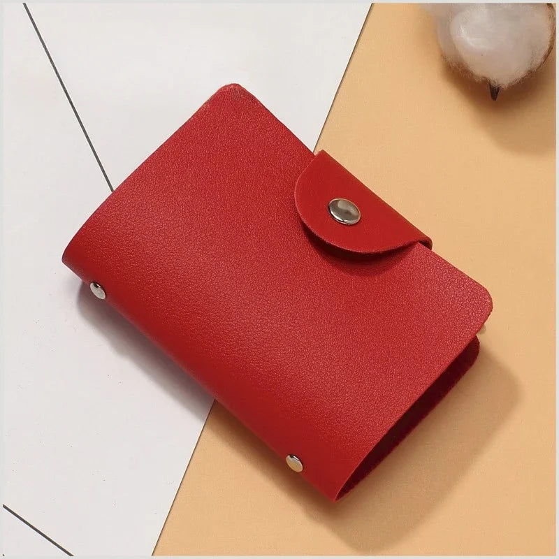 New 24 Slots Bits Card Holder Bag Simple Solid Color Pocket Case Women Men Credit ID Card Organizer Leather Cardholder Wallet