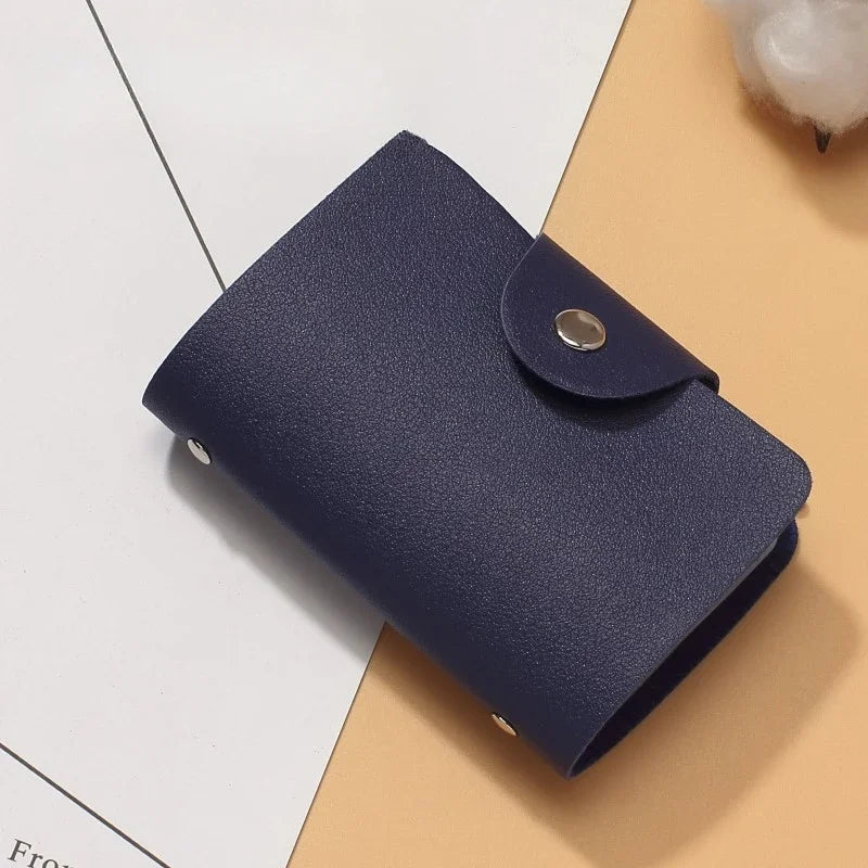 New 24 Slots Bits Card Holder Bag Simple Solid Color Pocket Case Women Men Credit ID Card Organizer Leather Cardholder Wallet