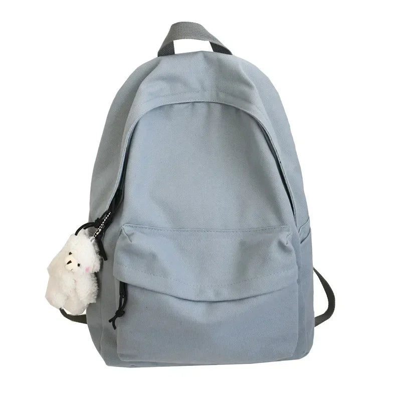 Canvas Fashion Backpack - Solid Color Travel & School Bag for Students