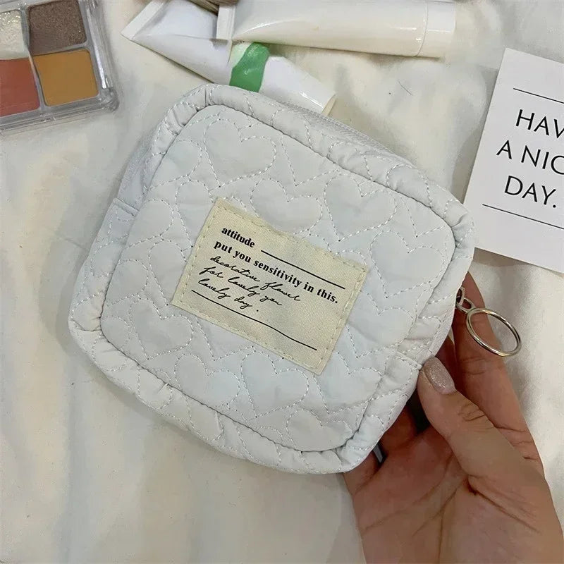 Mini Makeup Bags Cosmetic Bag Organizer Women Small Sanitary Napkin Pad Lipstick Storage Bag Pouch Girls Canvas Coin Purse Pouch