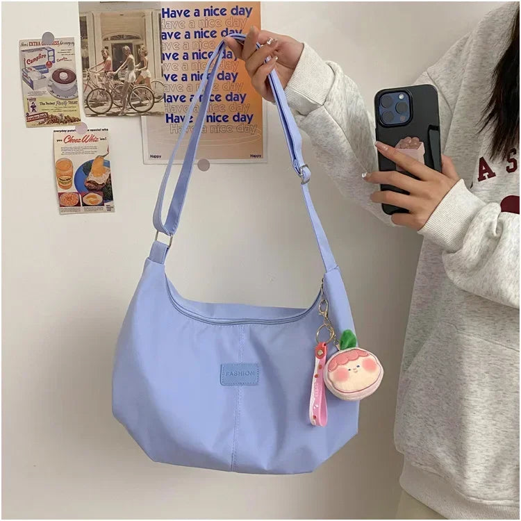 Casual Nylon Womens Shoulder Bag Korean Fashion Simple College Style Crossbody Bag Large Capacity Designer Ladies Handbag Purse