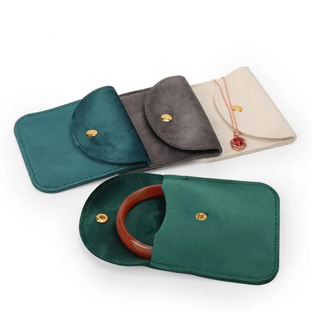 Portable Velvet Snap Button Packaging Pouch Gift Jewelry Bag Necklace Earrings Ring Storage Pouch Dust Protect Wrapping Bag