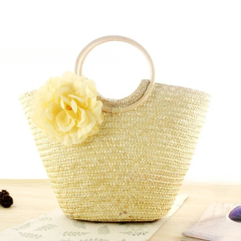 Bohemian Straw Beach Bag: Women's High Capacity Woven Tote