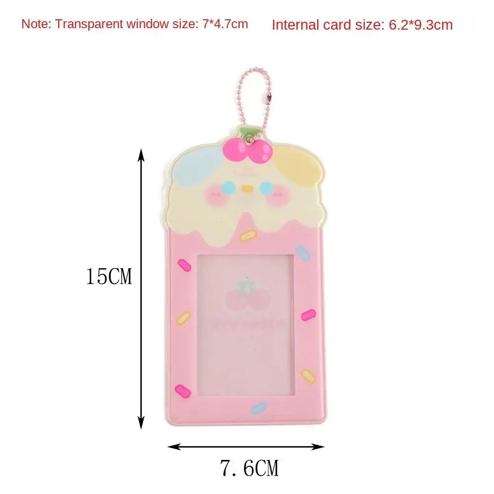 Cute Card Holder PVC Cartoon Photo Card Protective Case Card Display Pendant Card Holder Keychain Organiser's Card