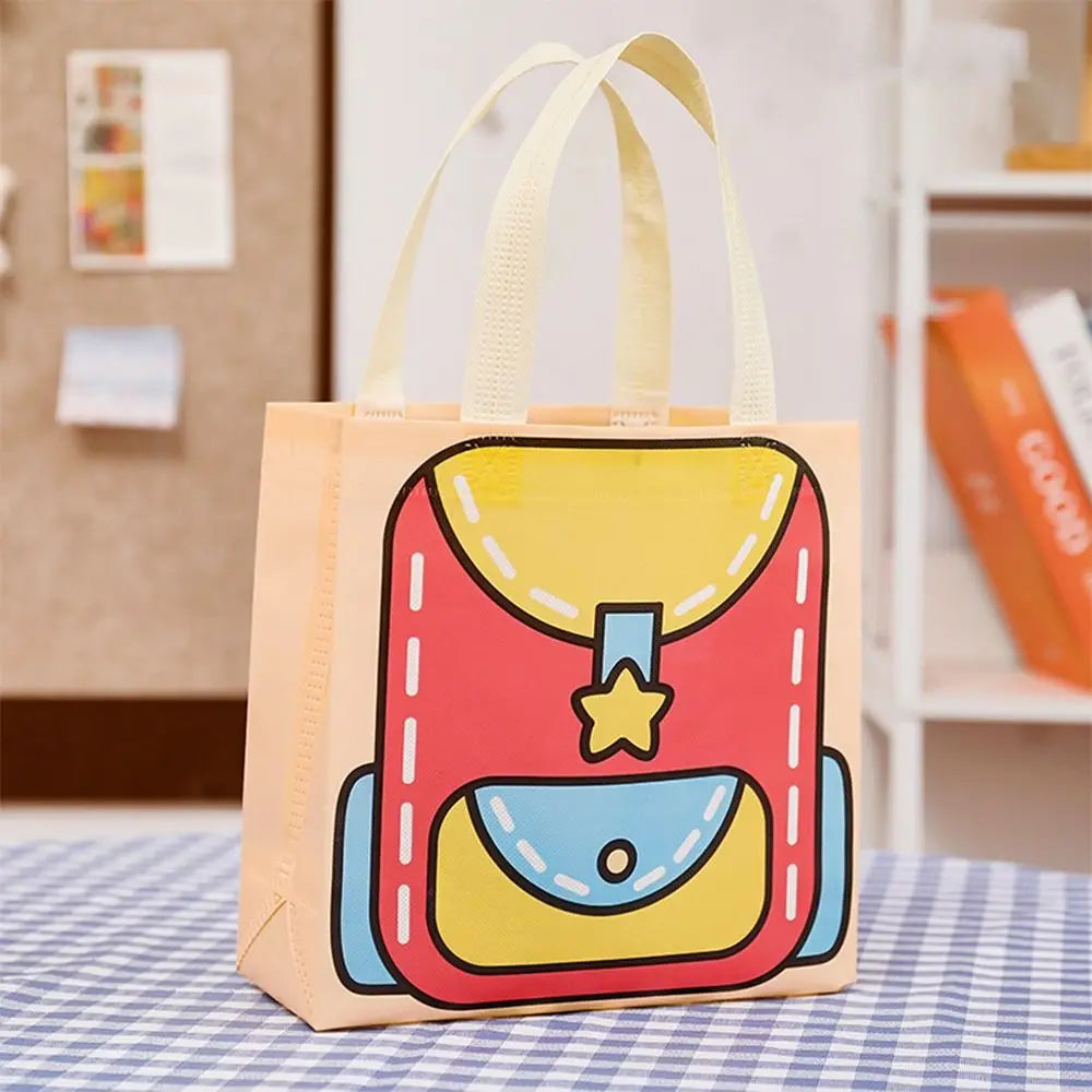 1PC Cartoon Print Non-woven Shopping Bag Durable Reusable Wear-resistant Large Capacity Printed Handbag Candy Gift Bag