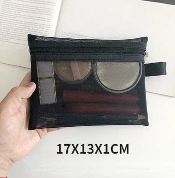 1PC Black Women Men Necessary Cosmetic Bag Transparent Travel Organizer Fashion Small Large Black Toiletry Bags Makeup Pouch