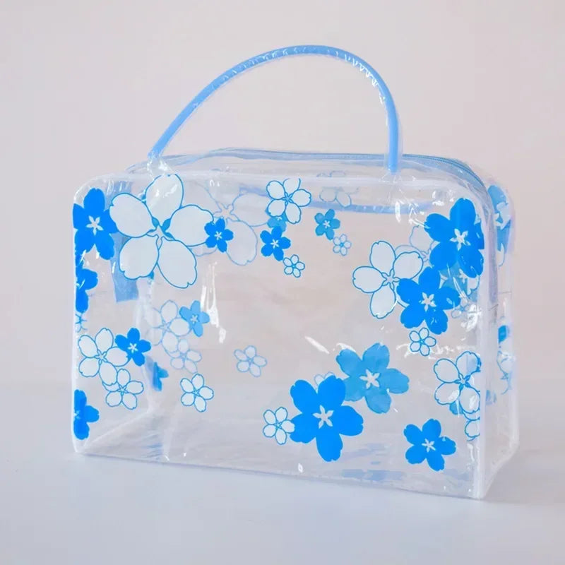 Portable Transparent Cosmetic Bag Zipper Makeup Bag Handbag Toiletries Cosmetics Organizer Beauty Make Up Bag Storage Case Tote