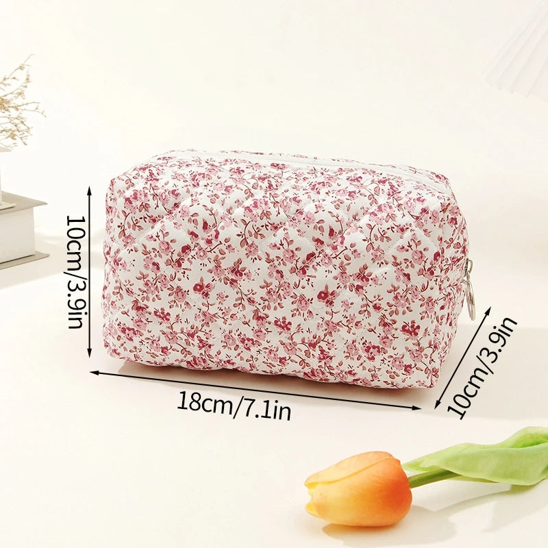 Grid Bow Cosmetic Bag Ins Makeup Storage Bag Large Capacity Handbag Storage Tool Portable Women Zipper Cosmetic Organizer 가방