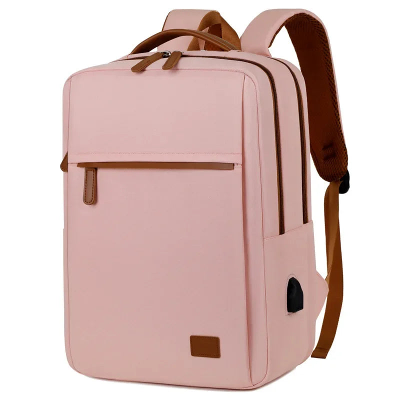 Trendy 15.6-Inch Laptop Backpack Blue Beige School Business Travel